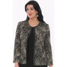 Ladies First Büyük Beden 3755 Siyah-Altın Ceket+Bluz Takım