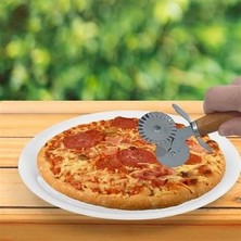 Durgunstore Buffer&reg; Ahşap Saplı 2li Hamur Kesme Ruleti Düz ve Dalgalı Pizza Börek Kesici Aparatı