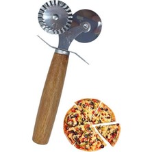 Durgunstore Buffer&reg; Ahşap Saplı 2li Hamur Kesme Ruleti Düz ve Dalgalı Pizza Börek Kesici Aparatı