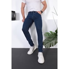 Lina Trend Erkek Mavi Slim Fit Dar Kesim Pamuklu Likralı Esnek Denim Jean Erkek Kot Pantolon