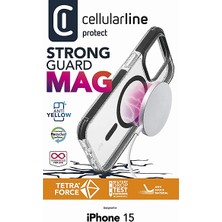 Cellularline Apple iPhone 15 Tetra Force Ultra Koruma Magsafe Telefon Kılıfı Şeffaf