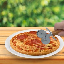 Durgunstore Ahşap Saplı 2li Hamur Kesme Ruleti Düz ve Dalgalı Pizza Börek Kesici Aparatı