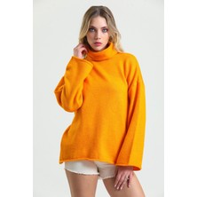 Minaaise Oranj Yumoş Oversize Balıkçı Yaka Kazak 24309