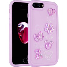 Case 4u Apple iPhone 8 Plus Kabartma Figürlü Parlak Toys Silikon Kılıf Mor