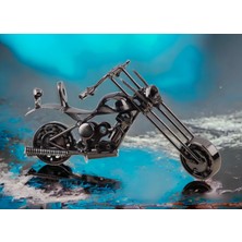 Elifeshop Nostaljik Retro El Yapımı Metal Motosiklet Modeli Dekoratif Biblo Vitrin Süsü Ev Yeni Yıl Hediyesi 3