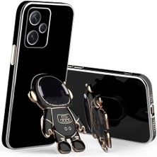 MTK Moveteck Realme C53 Uyumlu Kılıf Astronot Standlı Sevimli Parlak Altın Gold Kenarlı Tam Korumalı Kapak