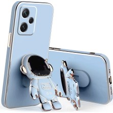 MTK Moveteck Realme C53 Uyumlu Kılıf Astronot Standlı Sevimli Parlak Altın Gold Kenarlı Tam Korumalı Kapak