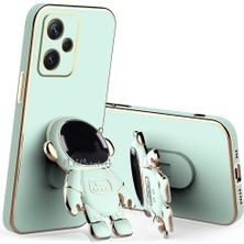 MTK Moveteck Realme C53 Uyumlu Kılıf Astronot Standlı Sevimli Parlak Altın Gold Kenarlı Tam Korumalı Kapak