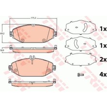 Trw GDB2097 Fren Balatası Ön Mercedes C-Class W205 C180 14- Uyumlu