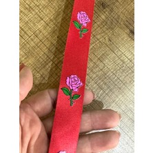 Gönülden Tasarım En 5.5 cm Gül Baskışı Kurdele Şerit Dikiş Aksesuarı Bordür 1 Metre
