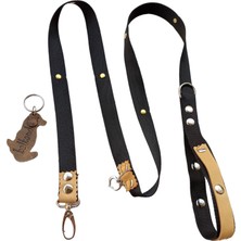 Balkonda Köpek gezdirme tasması kolon deri siyah zımbalı küçük ve orta ırk genişlik:2cm uzunluk:125cm dog leash B5-11