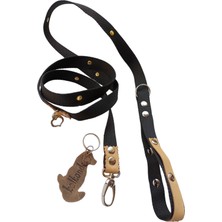 Balkonda Köpek gezdirme tasması kolon deri siyah zımbalı küçük ve orta ırk genişlik:2cm uzunluk:125cm dog leash B5-11