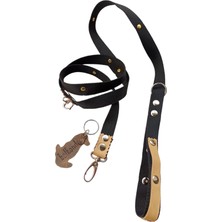 Balkonda Köpek gezdirme tasması kolon deri siyah zımbalı küçük ve orta ırk genişlik:2cm uzunluk:125cm dog leash B5-11