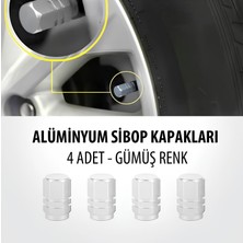 Carub Oto Araba Sibop Kapağı Seti Metal Altıgen 4'lü Set Krom