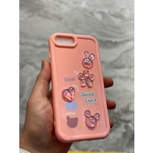 SPHONE Apple iPhone Se 2022 Kılıf 3D Kabartma Emoji Figür Ayıcık Çiçek Kurdele Happy Good Luck Funny Heart Toys