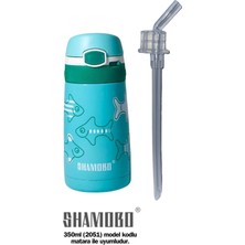 Shamobo (Yedek Pipetli) Mor 350 ml Paslanmaz Çelik Pipetli Çocuk Matara Vagonlife