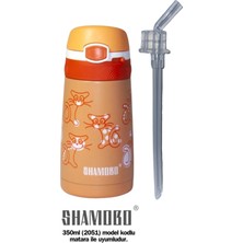 Shamobo (Yedek Pipetli) Mor 350 ml Paslanmaz Çelik Pipetli Çocuk Matara Vagonlife