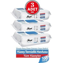 Sleepy Easy Clean Çamaşır Suyu Katkılı Yüzey Temizlik Havlusu 100'lü x 3 Adet