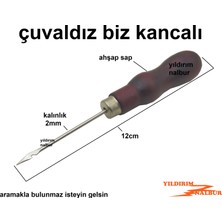 Yıldırım Nalbur Çuvaldız Kancalı Mini Boy Top Saplı Biz Ahşap Saplı Deri Delme Kemer Delme Iğnesi Kırmızı Saplı Der