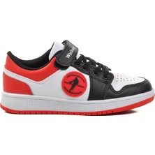 Walkway Sloga-F Siyah-Beyaz-Kırmızı Cırtlı Çocuk Sneaker
