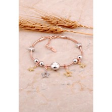 Sümer Telkari Beyaz Mineli Yıldız Tasarımlı Gümüş Şans Bileklik 4501