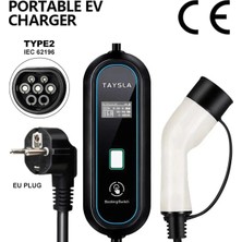 Taysla Elektrikli Araba Taşınabilir Şarj Cihazı - 3.5 Kw - 8/10/13/16A - Tip 2 - Iec 62196