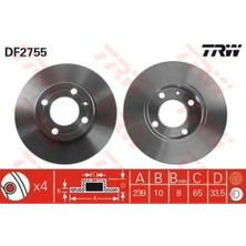 Trw DF2755 Fren Dıskı Ön Polo Iıı 94- / Arosa 97- Düz 239MM Uyumlu