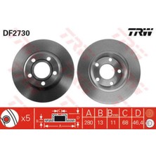 Trw DF2730 Fren Diski Ön A4 95-01 Düz 280MM