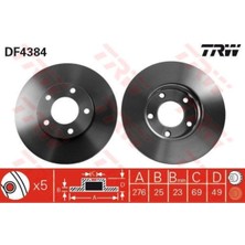 Trw DF4384 Fren Dıskı Ön Mazda 3 03-10 Mazda 5 05- Havalı 276 mm Uyumlu
