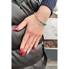 Gaıa&Amor Kuvars Varisit Hematit Doğal Taş Gümüş Lotus Kadın Bileklik