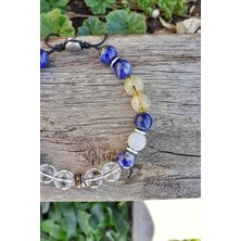 Gaıa&Amor Yay - Lapis Lazuli Strin Ay Taşı Kristal Kuvars Hematit Doğal Taş Bileklik