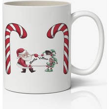 Nostaljik Lezzetler Yılbaşı Temalı Kupa Bardak Baskılı Kahve Kupa Bardak Model 36