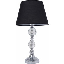 TH-250086 - Krom Renk Toplu Metal Ayaklı Kristal Cam Abajur Masa Lambası