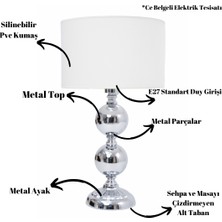 TH-250086 - Krom Renk Toplu Metal Ayaklı Kristal Cam Abajur Masa Lambası