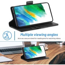 Seashell Digital Samsung Galaxy S21+5G-BLACK Için Flip Premium Pu Deri Çok Function Manyetik Emme Stand Stand Stand Slot Cep Telefon Kılıfı (Yurt Dışından)