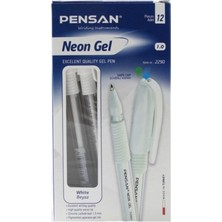 Pensan 2229 Neon Fosforlu Jel Tükenmez Kalem 10 mm Beyaz 12'li Paket PE02229JKBE