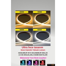 OEM Cob Şerit LED Ultra İnce 5 mm Kalınlık Neon Gibi Yanar