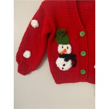 El Örgüsü Cici Bebe El Örgüsü Unisex New Year Yılbaşı Noel Christmas Kırmızı Bebek Hırka