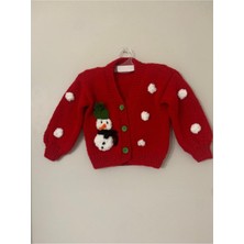 El Örgüsü Cici Bebe El Örgüsü Unisex New Year Yılbaşı Noel Christmas Kırmızı Bebek Hırka