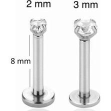 Heppii Tektaş Cerrahi Çelik Tragus Helix Kıkırdak Conch Gümüş Renk 8 mm 2 Adet Piercing