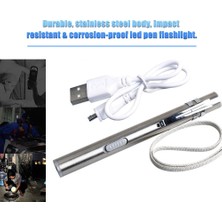 Pandoraplanet Tıbbi Kullanışlı Kalem Şekilli USB Şarj Edilebilir El Feneri Klipsli LED Torch (Yurt Dışından)