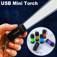 Pandoraplanet Mini LED El Feneri Anahtarlık Açık Cep Anahtarlık Torch Taşınabilir El Feneri Su Geçirmez USB Şarj Edilebilir Kamp El Fenerleri (Yurt Dışından)