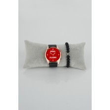 Stony Erkek Kol Saati Isim Yazılabilir Kırmızı Zemin Bileklikli Sevgiliye Hediye