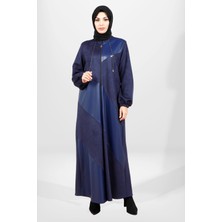 Beyza 3823 Deri Süet Kışlık Lacivert Ferace