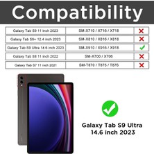 MTK Moveteck Samsung Galaxy Tab S9 Ultra 14.6 Inç Tablet Uyumlu Kılıf + Nano Esnek Cam+ Dokunmatik Kalem Set Korumalı Silikon Tablet Kılıfı SM-X910