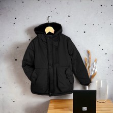 Miniğimin Cicileri Kapişonlu Su Geçirmez Içi Welsoft Erkek Çocuk Mont - Siyah