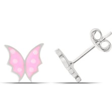 Parmas Design Kelebek Tasarım Mineli 925 Ayar Gümüş Kız Çocuk Küpe