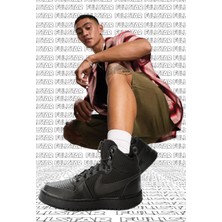 Nike Court Borough Mid Winter Leather Sneaker Hakiki Deri Bilekli Spor Ayakkabı Siyah