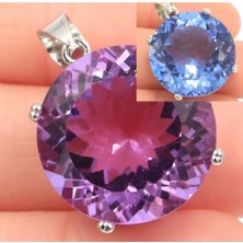 Doğal Taş Dünyası Sertifikalı Alexsandrite Doğal Taş Kolye Özel Tasarım 925 Silver Zincir Hediyeli