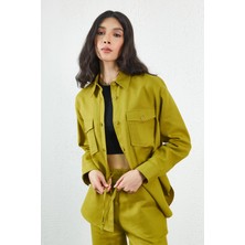 Edition Olive Gabardin Ön Cep Detaylı Gömlek